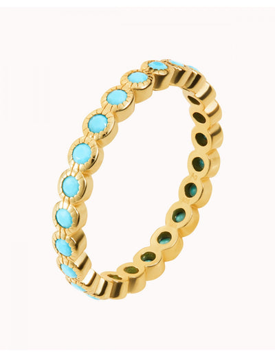 Bague avec zircons turquoises sertis en chaton