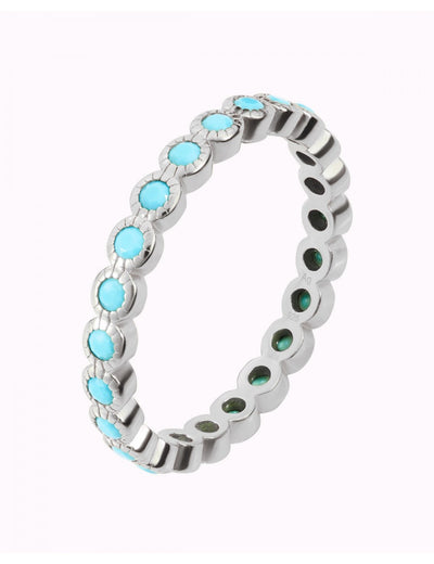 Bague avec zircons turquoises sertis en chaton