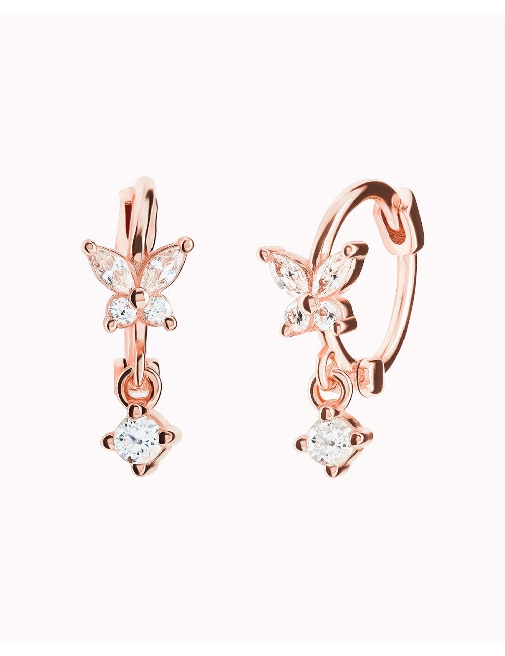 Pendientes de aro huggie en forma de mariposa con circonitas