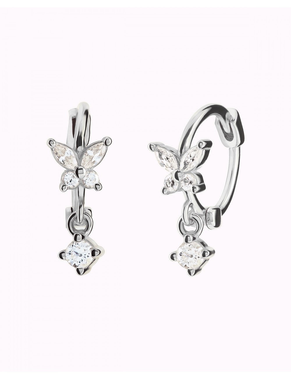 Pendientes de aro huggie en forma de mariposa con circonitas