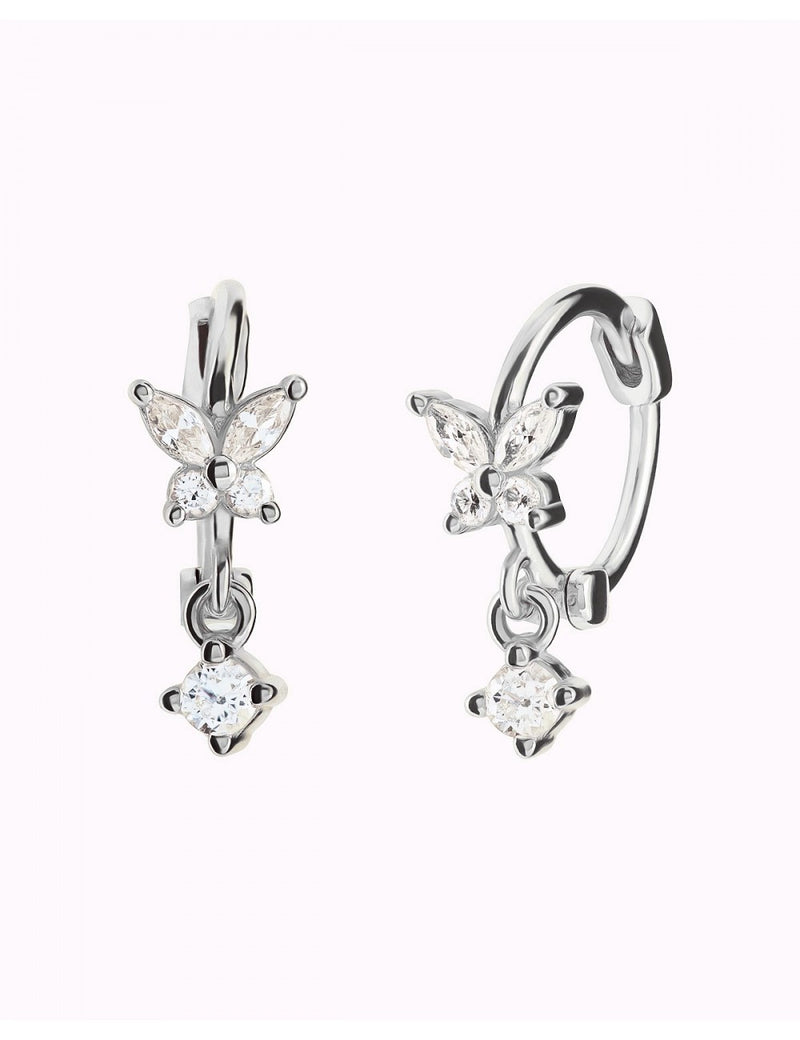 Pendientes de aro huggie en forma de mariposa con circonitas