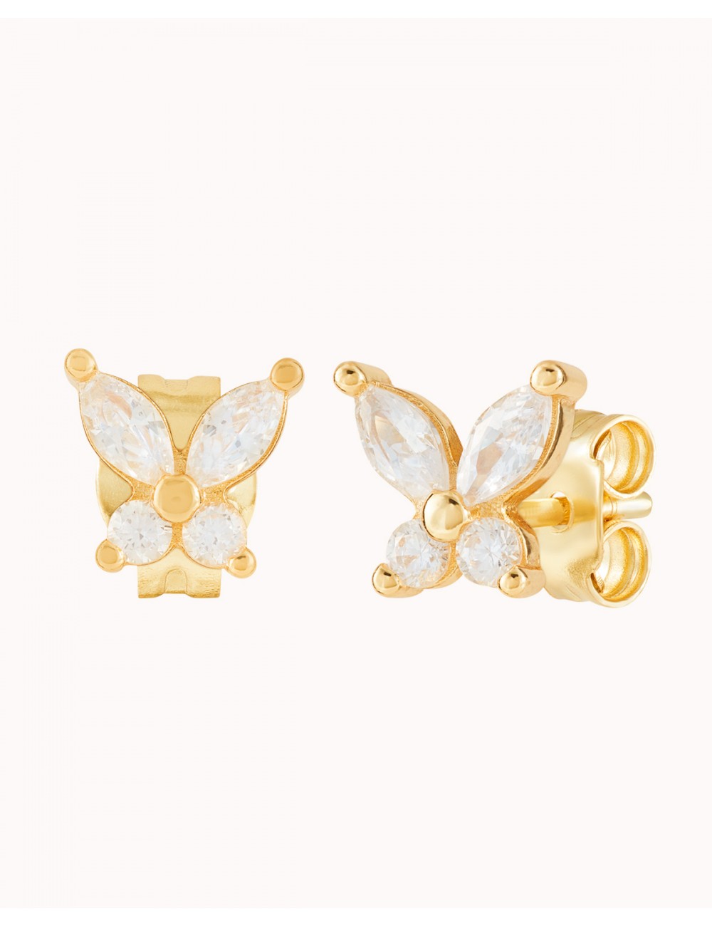 Pendientes stud en forma de mariposa con circonitas en talla marquesa y redonda