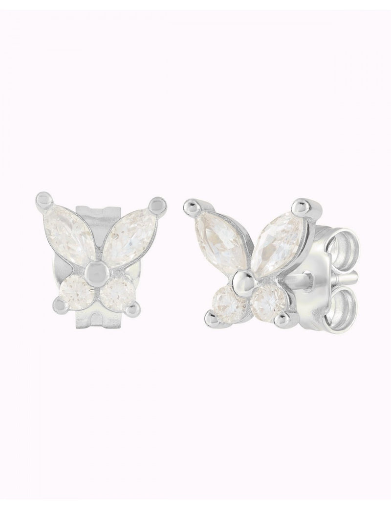 Pendientes stud en forma de mariposa con circonitas en talla marquesa y redonda