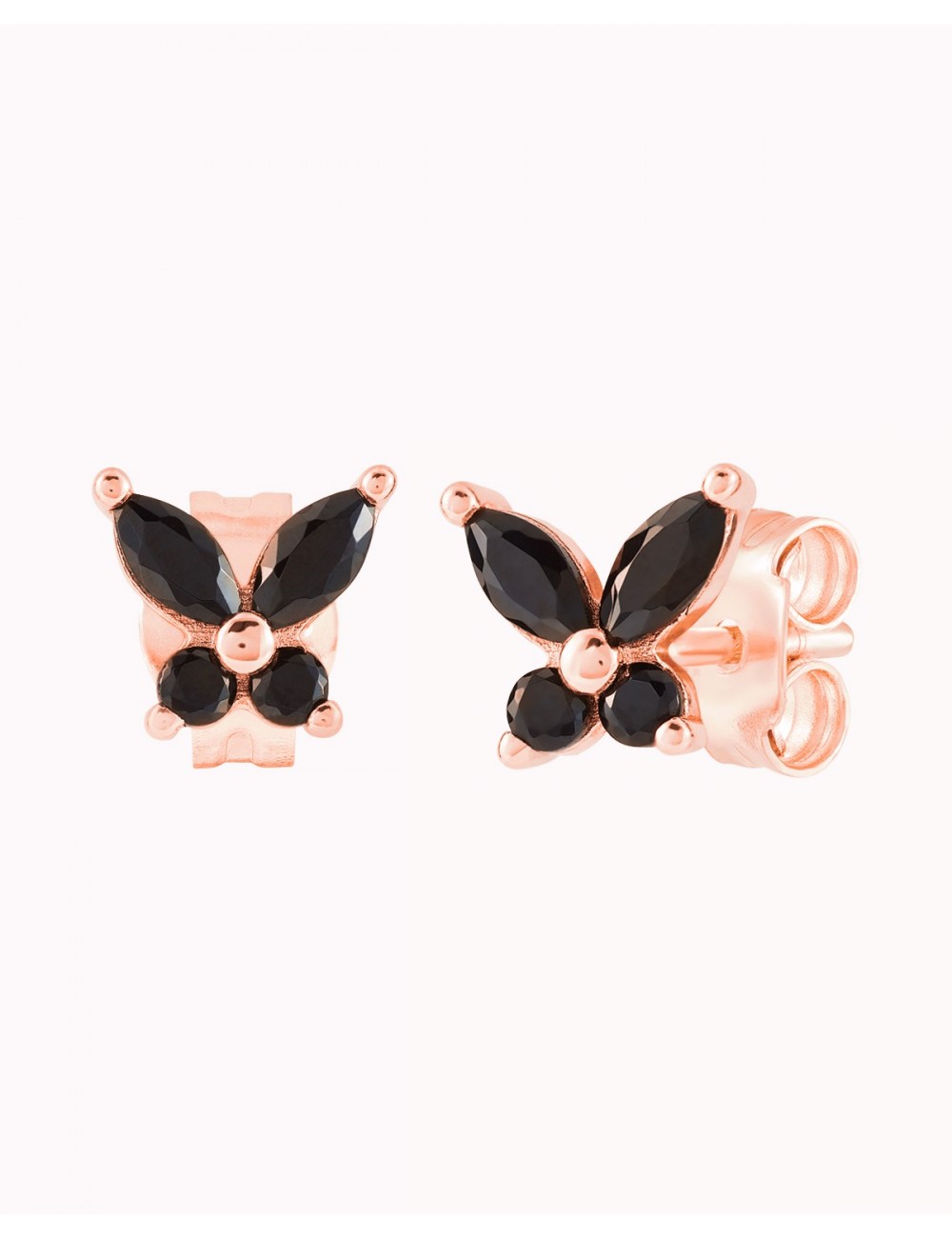 Pendientes stud en forma de mariposa con circonitas en talla marquesa y redonda
