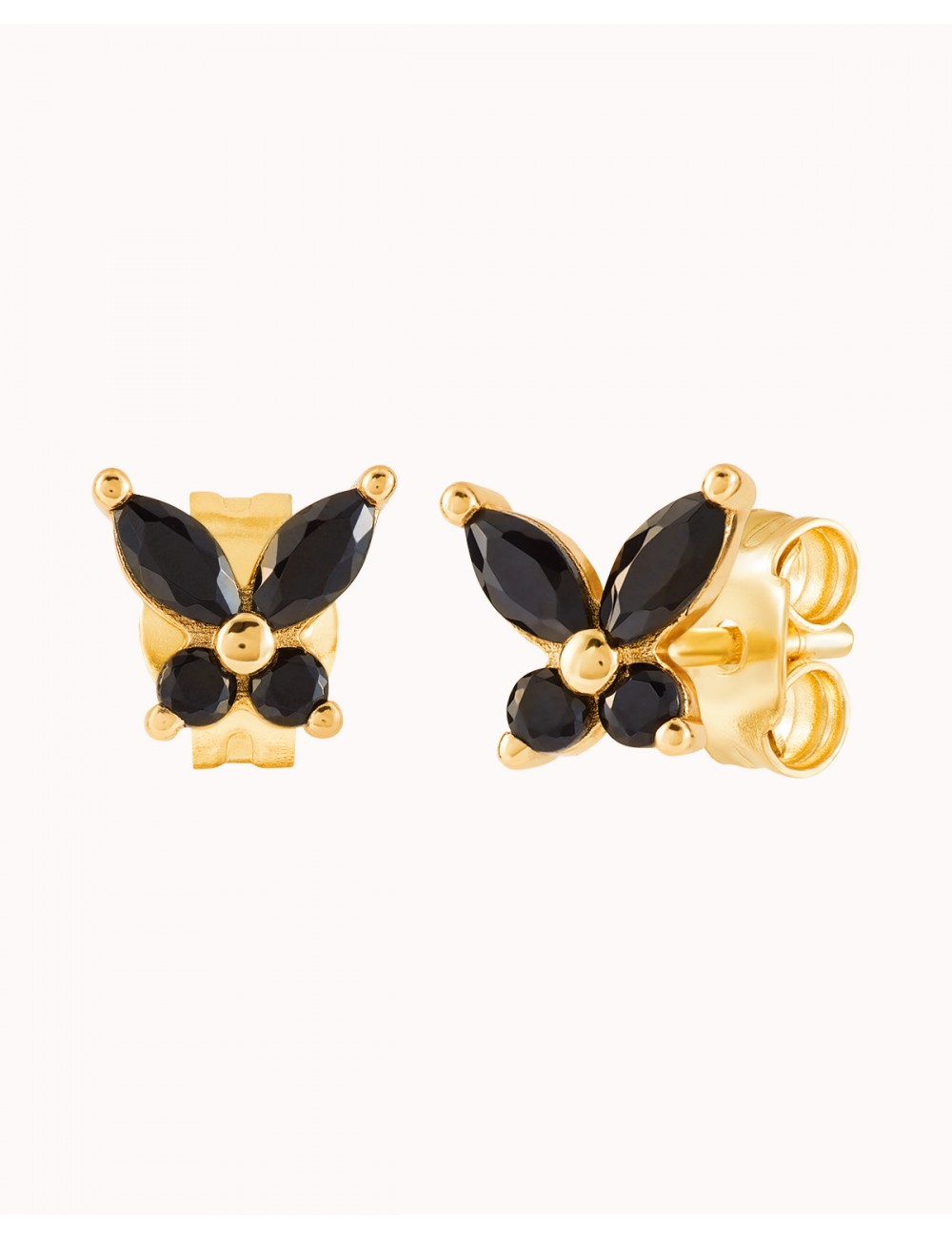 Pendientes stud en forma de mariposa con circonitas en talla marquesa y redonda