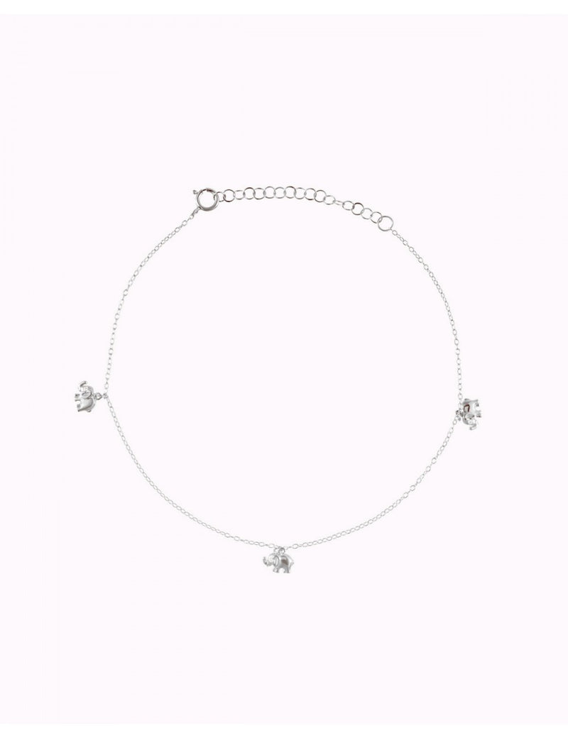 Pulsera tobillera de cadena con colgantes en forma de elefante de la suerte