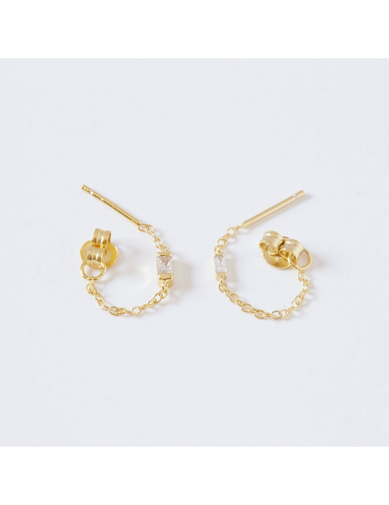 Pendientes stud de cadena con circonita baguette