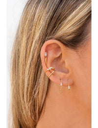 Pendientes stud de cadena con circonita baguette