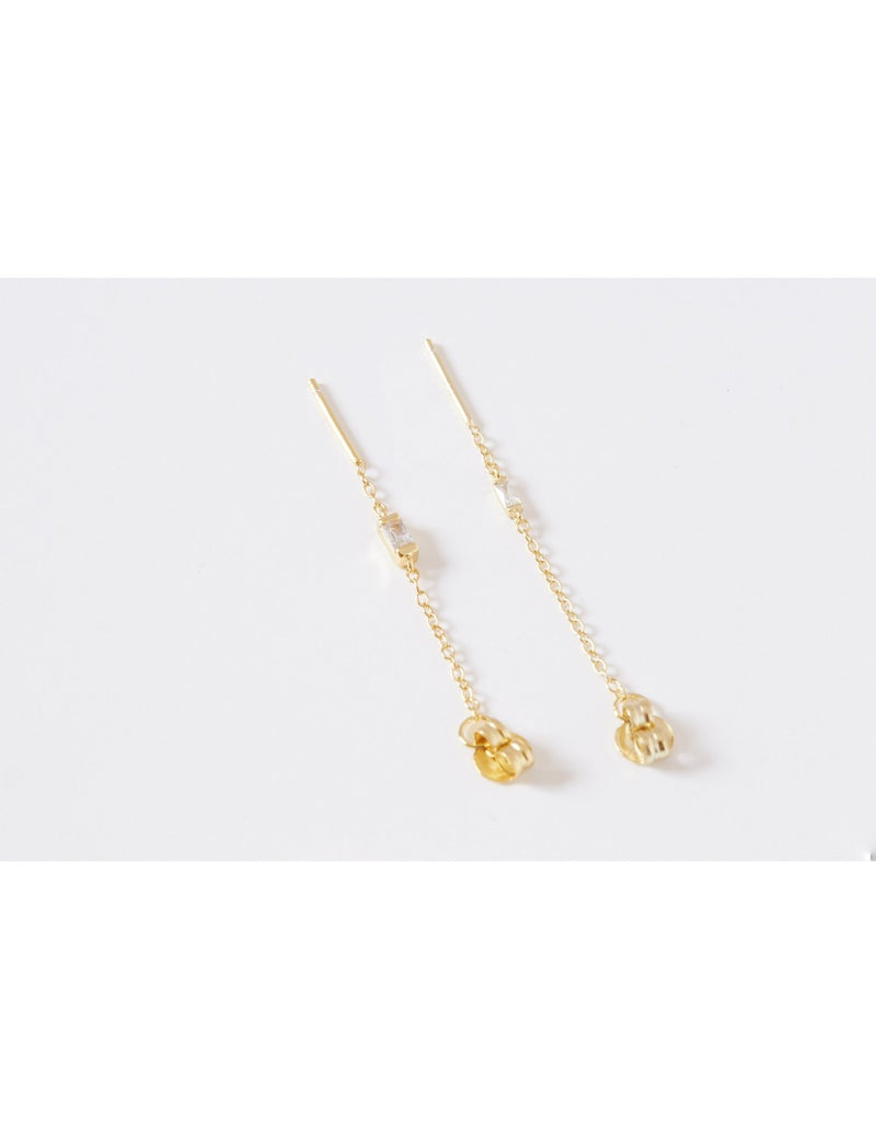 Pendientes stud de cadena con circonita baguette