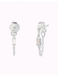 Pendientes stud de cadena con circonita baguette