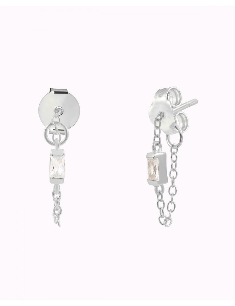 Pendientes stud de cadena con circonita baguette