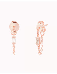 Pendientes stud de cadena con circonita baguette