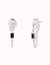 Pendientes stud de cadena con circonita baguette de color negro