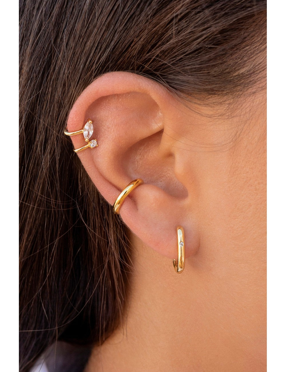 Pendientes chunky conch ear cuff de una banda de plata lisa