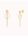 Circle & Bar Long Stud Earrings