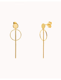 Circle & Bar Long Stud Earrings