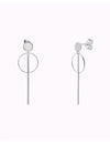 Circle & Bar Long Stud Earrings