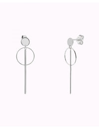 Circle & Bar Long Stud Earrings