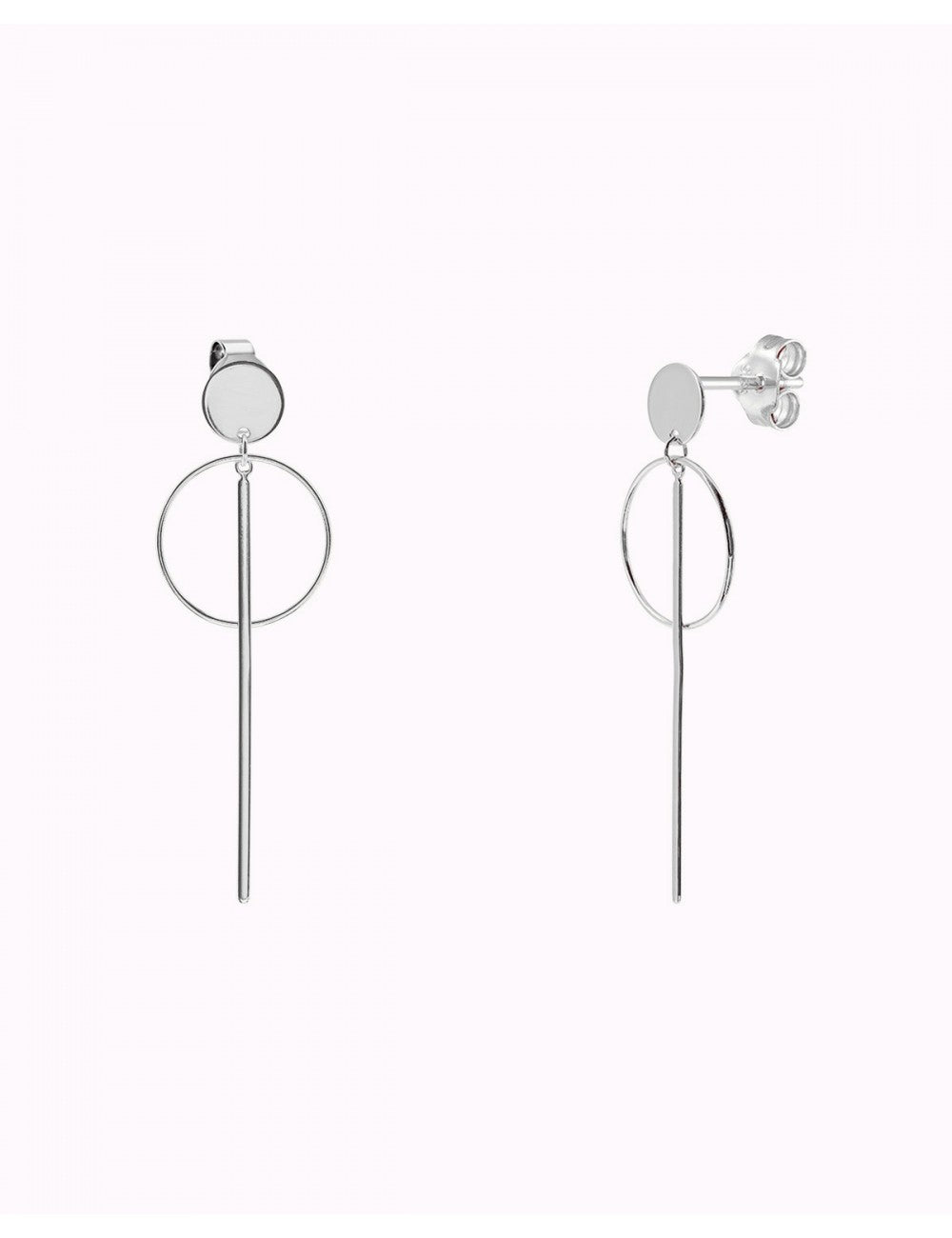 Circle & Bar Long Stud Earrings