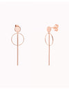 Circle & Bar Long Stud Earrings