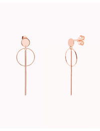Circle & Bar Long Stud Earrings