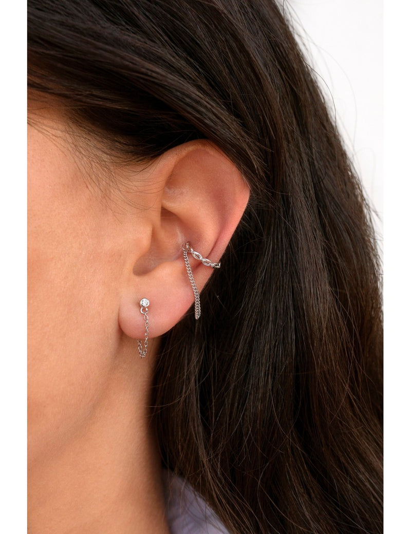 Pendientes conch ear cuff en forma de cadena y cadena colgante