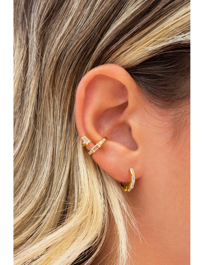 Conch Ear Cuff Ohrringe mit Baguette und Pavé Zirkonia