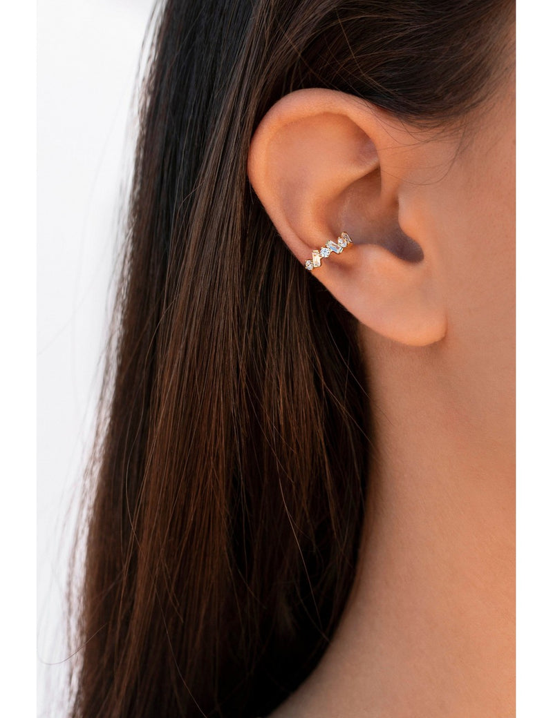 Conch Ear Cuff Ohrringe mit Baguette- und Rundschliff-Zirkonen