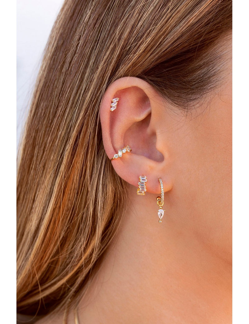 Conch Ear Cuff Ohrringe mit Baguette- und Rundschliff-Zirkonen