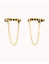Conch Ear Cuff Ohrringe mit schwarzen Zirkonen und hängender Kette - Fake Piercing