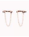 Conch Ear Cuff Ohrringe mit schwarzen Zirkonen und hängender Kette - Fake Piercing