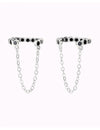 Conch Ear Cuff Ohrringe mit schwarzen Zirkonen und hängender Kette - Fake Piercing