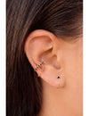 Conch Ear Cuff Ohrringe mit schwarzen Zirkonen und hängender Kette - Fake Piercing