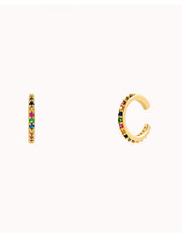 Boucles d'oreilles manchettes d'oreilles conques avec zircons multicolores