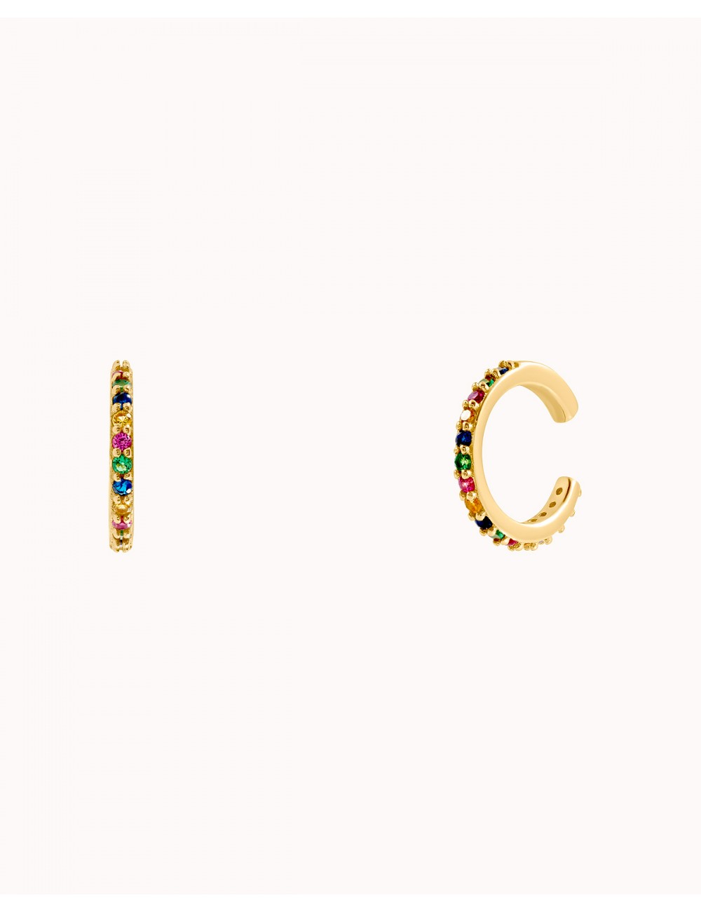 Boucles d'oreilles manchettes d'oreilles conques avec zircons multicolores