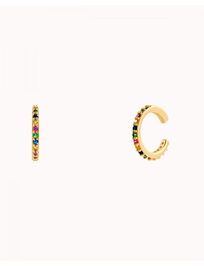 Pendientes conch ear cuff con circonitas multicolor