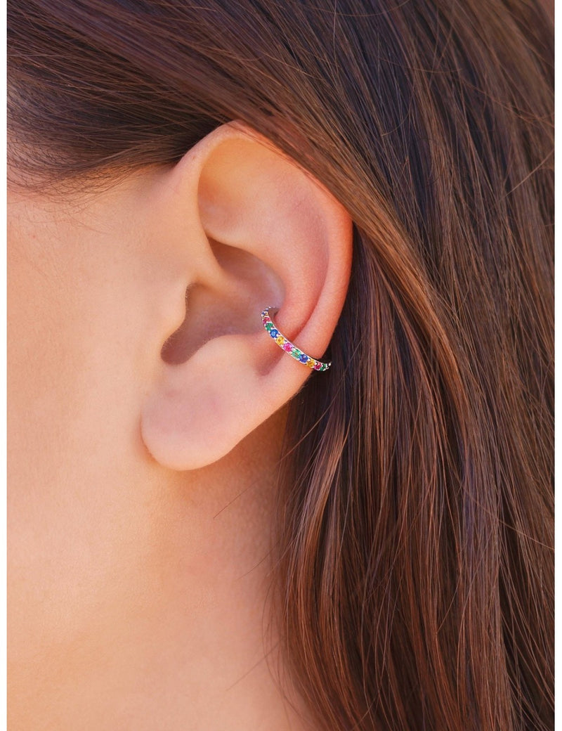 Boucles d'oreilles manchettes d'oreilles conques avec zircons multicolores