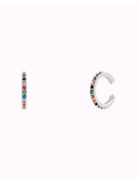 Boucles d'oreilles manchettes d'oreilles conques avec zircons multicolores