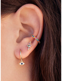 Boucles d'oreilles manchettes d'oreilles conques avec zircons multicolores