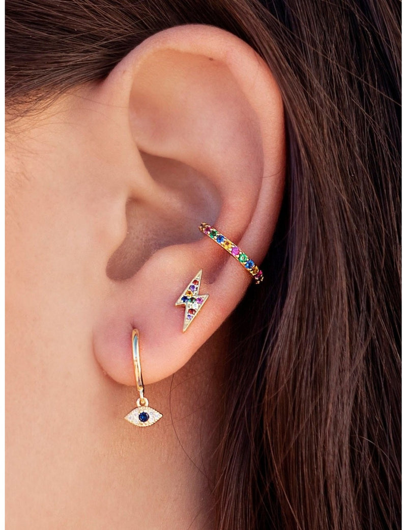 Boucles d'oreilles manchettes d'oreilles conques avec zircons multicolores