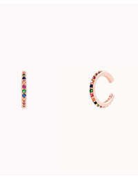 Boucles d'oreilles manchettes d'oreilles conques avec zircons multicolores