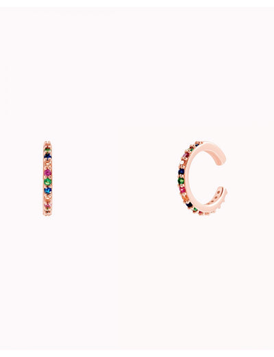 Pendientes conch ear cuff con circonitas multicolor