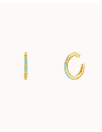 Turquoise CZ Conch Ear Cuff Earrings 