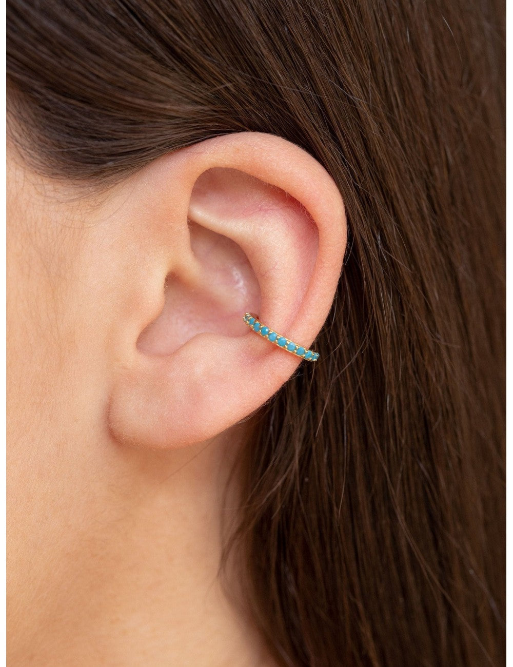 Turquoise CZ Conch Ear Cuff Earrings 