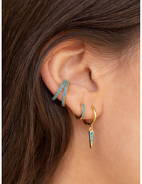 Turquoise CZ Conch Ear Cuff Earrings 