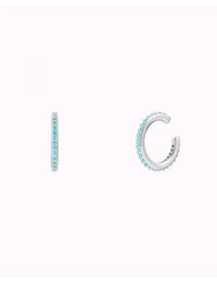 Turquoise CZ Conch Ear Cuff Earrings 