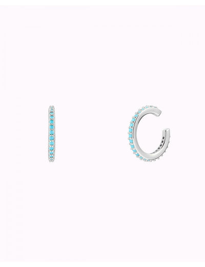 Boucles d'oreilles manchettes d'oreille conque avec zircons turquoise