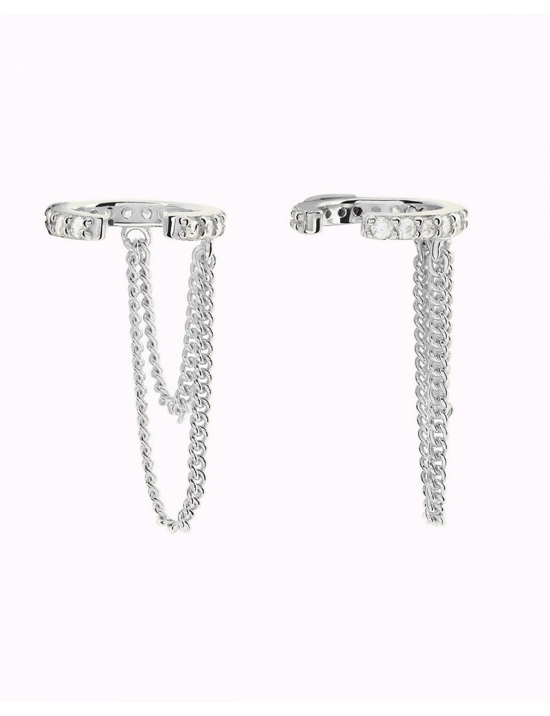 Conch Ear Cuff Ohrringe mit Zirkonia und doppelter Hängekette