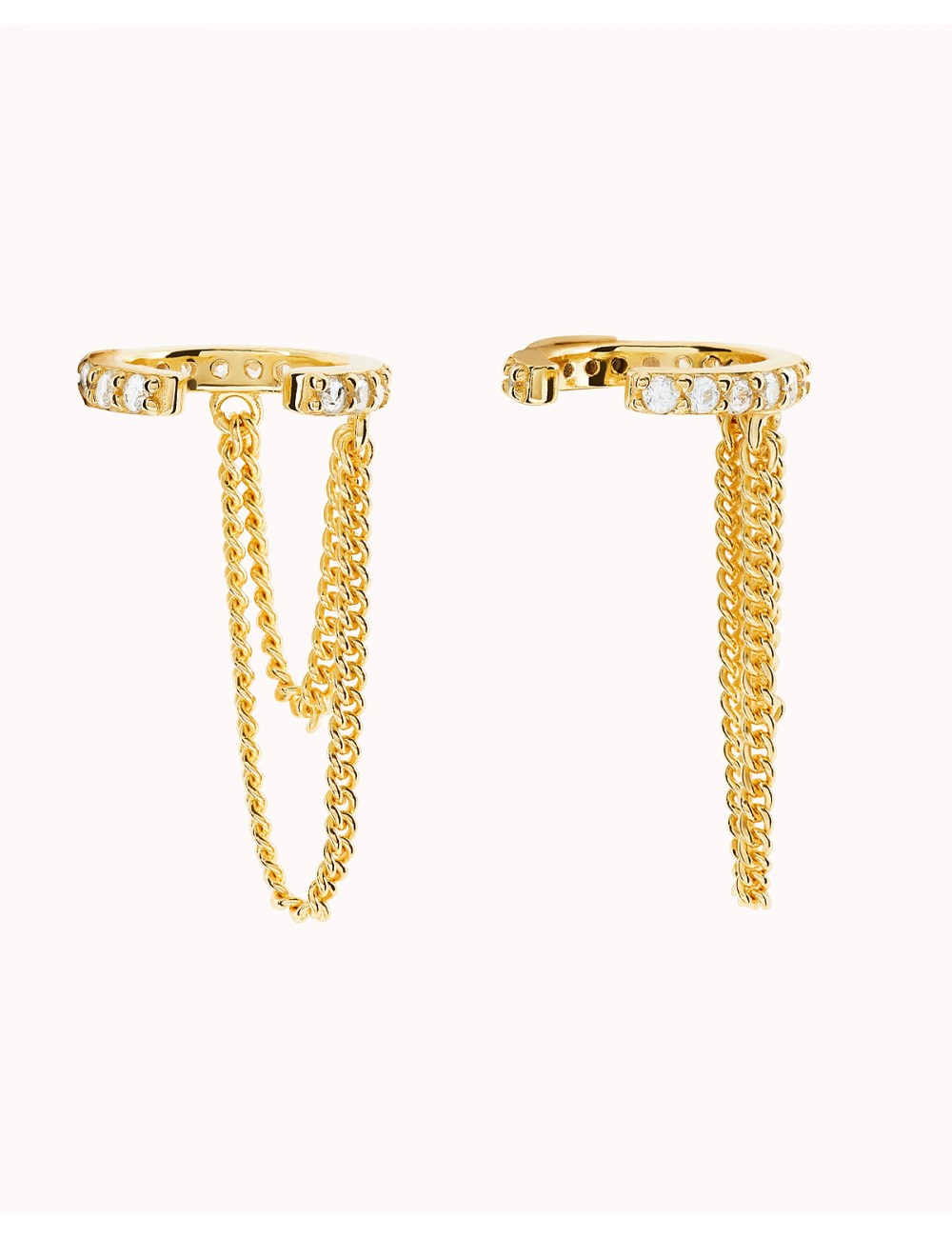 Conch Ear Cuff Ohrringe mit Zirkonia und doppelter Hängekette