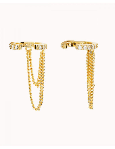 Conch Ear Cuff Ohrringe mit Zirkonia und doppelter Hängekette